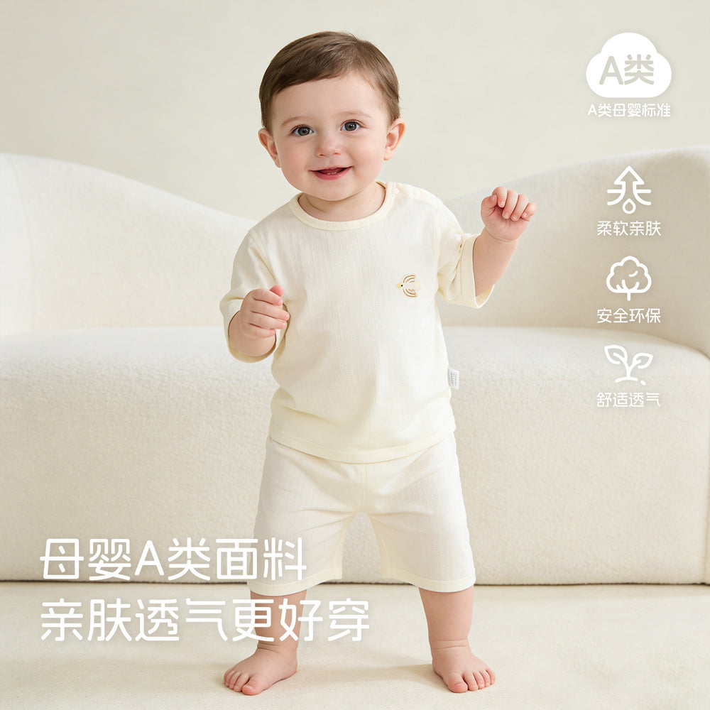 Baby pajamassummer thin breathingkids home clothes summer boys and girls three-quarter sleeves air conditioning clothes separatessuit