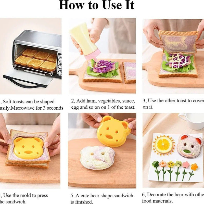 Diy sandwich mold bread cutter - cartoon toast cutter, rice ball mold, bread cutter - bear toast cutter