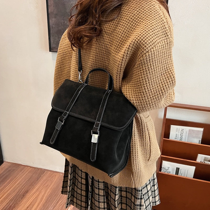 Retro oil wax leather backpack women's high-end sense niche portable shoulder large bag large capacity travel backpack tote bag