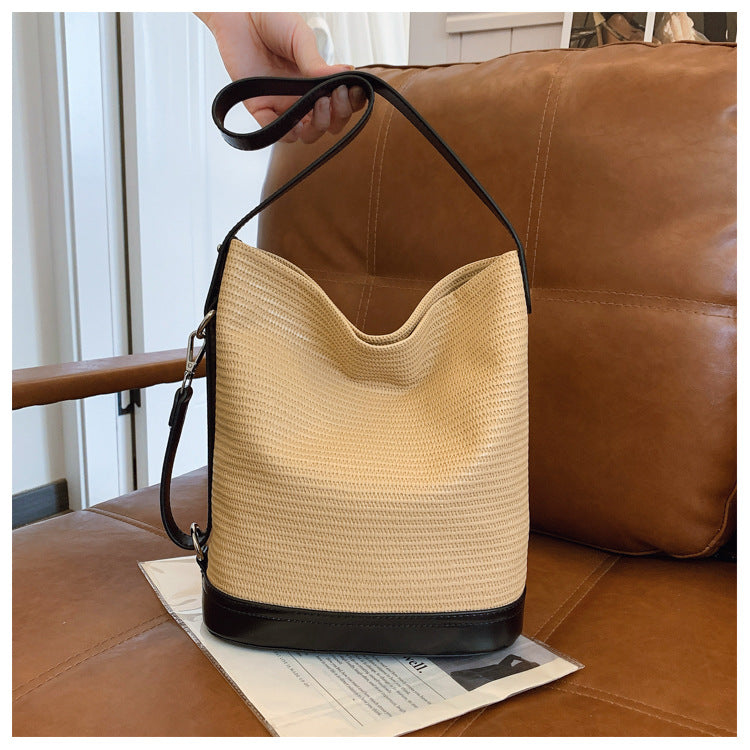 Cross-border 2025 spring and summer new woven women's bags shoulder bags backpacks portable bento bags lunch box bags small handbags