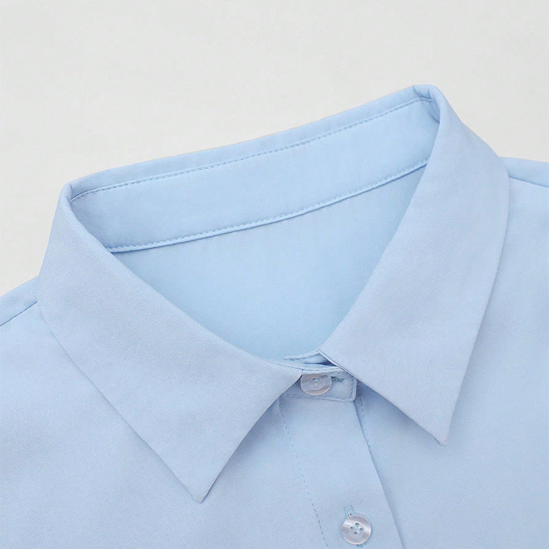 Customized solid color long-sleeved shirt women's   European and American temperament versatile shirt cardigan to map small batch processing