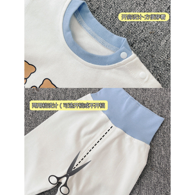 Infant and toddler long-sleeve underwear set - autumn/winter baby pajamas & loungewear - kids' warm, belly-protecting two-piece set