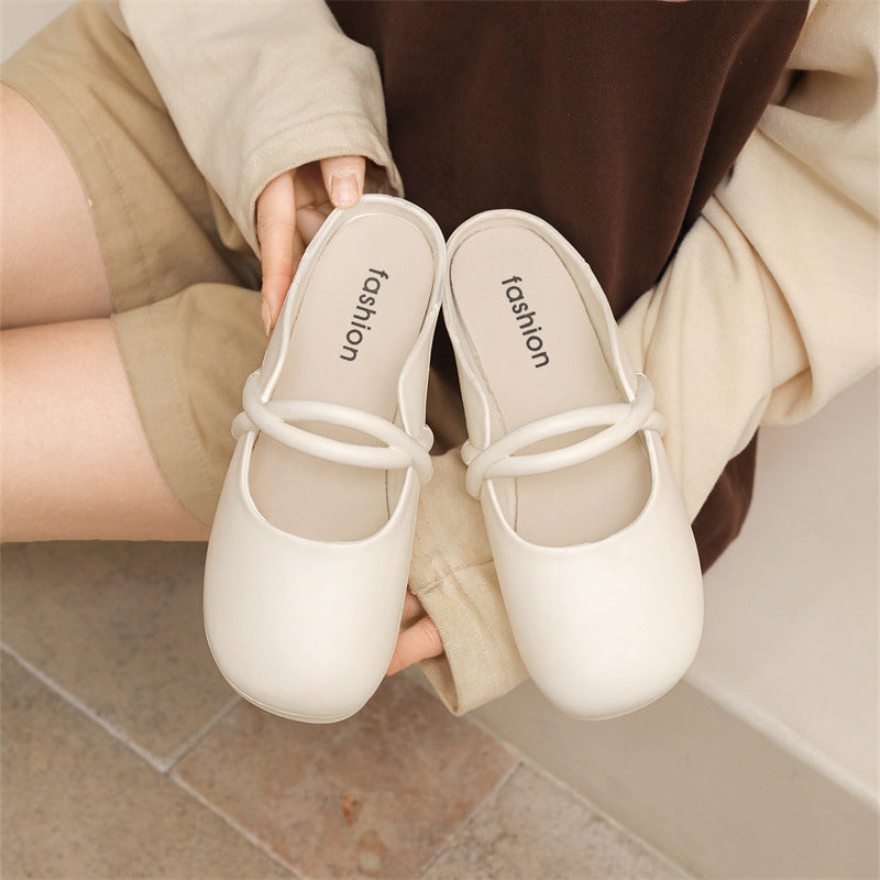 Women's slippers baotou half slippers slippers summer k-style lazy one-leg fashion outwear flats sandals new arrival