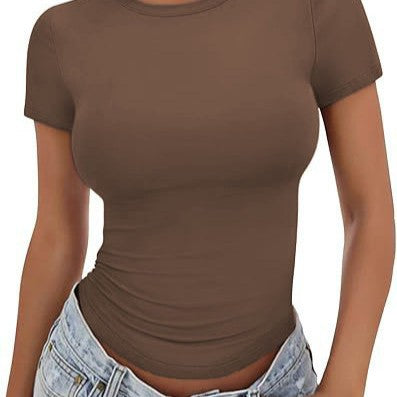 2025 amazon fashion new arrival women's t-shirt silmslimming look round neck tight sexysummertops women's clothing
