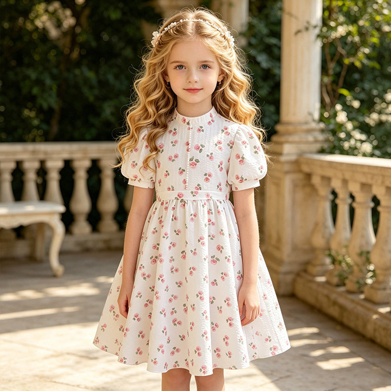 girls' dresses summer toddler  new floral print dress summer outfit kids girls chic princess dress