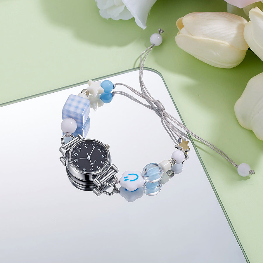 Jewelry pearl strap watch new design black technology internet celebrity stylish creative quartz watch quartz women's watch
