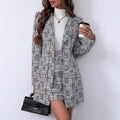 Amazon cross-border european and american houndstooth textured blazer suit set