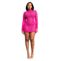 C7581 cross-border   fashion women's sexy see-through mesh rhinestone dress mini skirt
