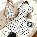 european and american polka dot french chic bodycon mini dress