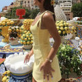 cross-border european and american women's clothing: new summer fashion casual versatile solid color plaid cinched waist cami dress