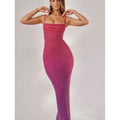 Gradient color sling sexybackless thin beaded dress summer pure desire style hot girl classy long dress for women