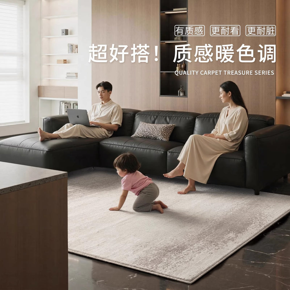 Italian minimalist style carpet, living room light luxury high-end, washable and wipeable, gray, home use, customizable, waterproof and stain-resistant carpet