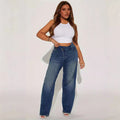 Export stretch jeans women's new arrivalfashionfashionstylish street straight-leg pants washed monkey jeans