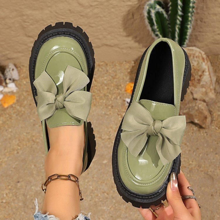 summer new arrival: plus-size women's platform loafers with bow detail - european & american style, round toe, wholesale