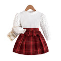 autumn new arrivals: puff sleeve top + plaid midi skirt - european & american style, direct from the manufacturer for cross-border e-commerce, girls' fashion wholesale