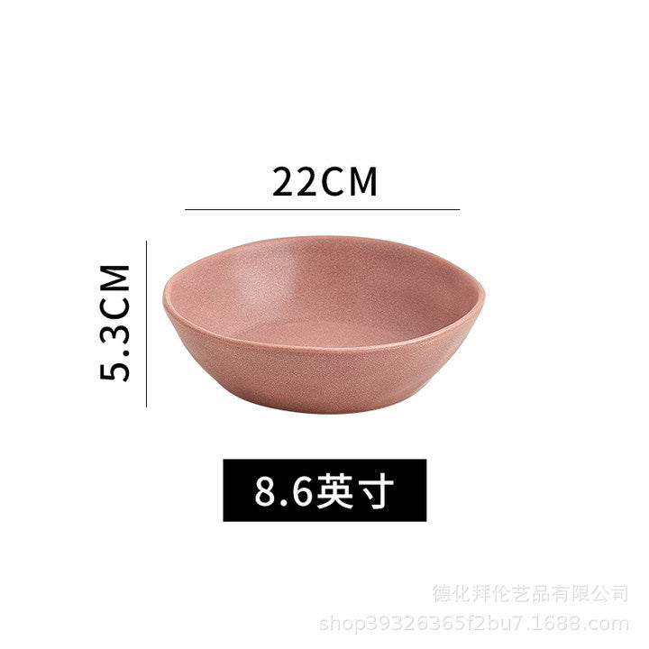 Irregular shaped bowls & plates - home ceramic salad bowl - nordic style shallow soup plate - matte minimalist flat plate - breakfast plate