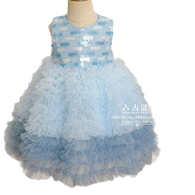 Girls' summer dress  new style - little girl's birthday cake dress - baby chic chanel-inspired princess dress