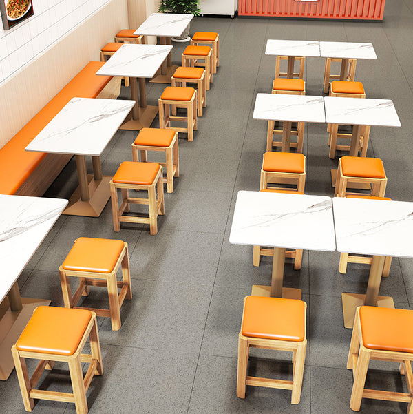 Fast food tables and chairs Solid wood small square stool Snack noodle restaurant Breakfast catering Milk tea dessert shop Shaxian store Table and chair combination