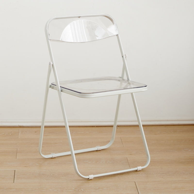 Minimalist folding chair - transparent acrylic photo booth chair for clothing stores, trendy influencer makeup stool, crystal backrest dining chair