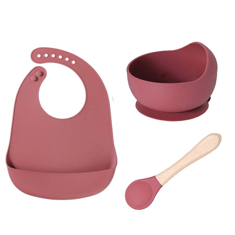 Dongguan Greene Factory Baby Silicone Bib Does Not Contain Bisphenol A Baby Saliva Pocket Children's Tableware Feeding Set
