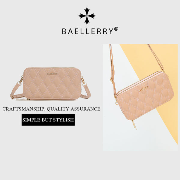 Women's mobile phone bag New Baellerry  Japanese and Korean version horizontal double-layer zipper single shoulder messenger bag