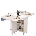 Simple round foldable dining table small apartment home movable wheeled rectangular minimalist multifunctional dining table