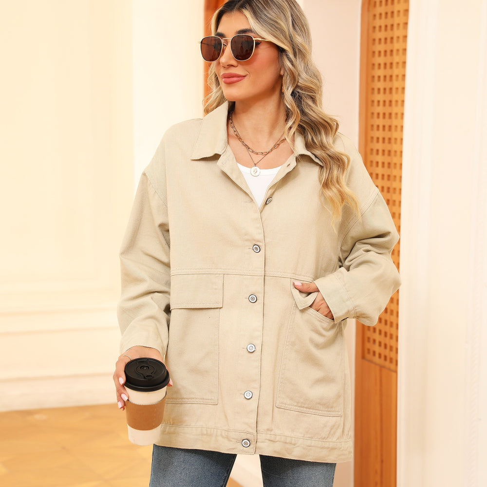 e-commerce   new versatile slimming retro classic loose denim casual jacket top for women