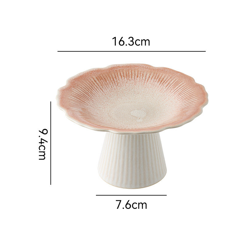 Vintage-inspired floral ceramic ice cream cup, dessert & snack plate, fruit tray - unique high-footed afternoon tea serving set