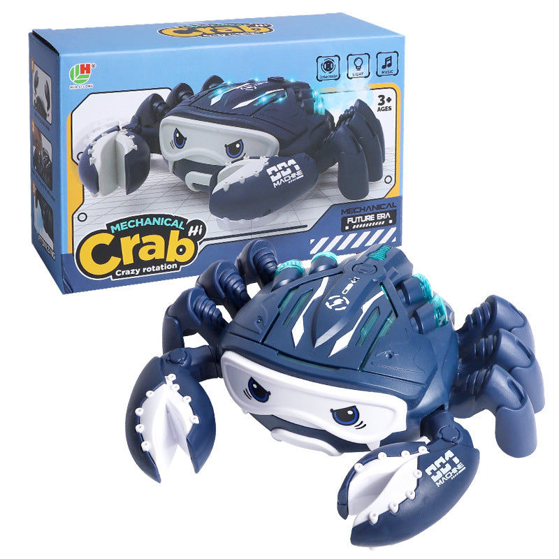 New electric universal wheel mechanical crab with lights, spray function, realistic crawling crab animal, children's electric toy