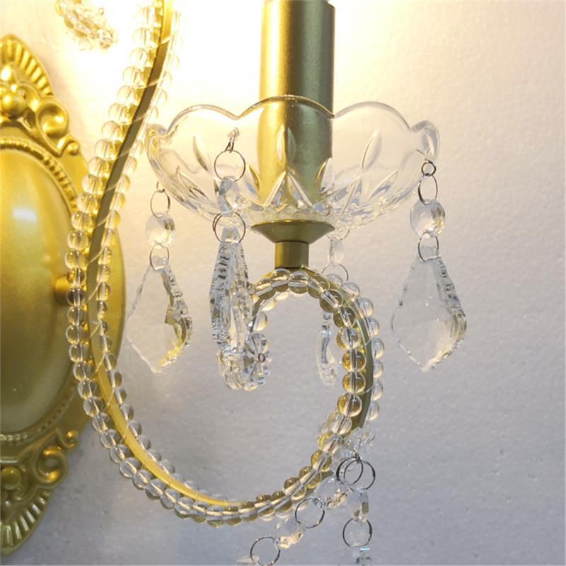 American bedside bedroom wall lamp french living room study aisle staircase high-end crystal lamp