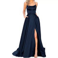 solid color european and american bridesmaid dresses long slimming off-the-shoulder best friend  fashion bridesmaid evening gowns
