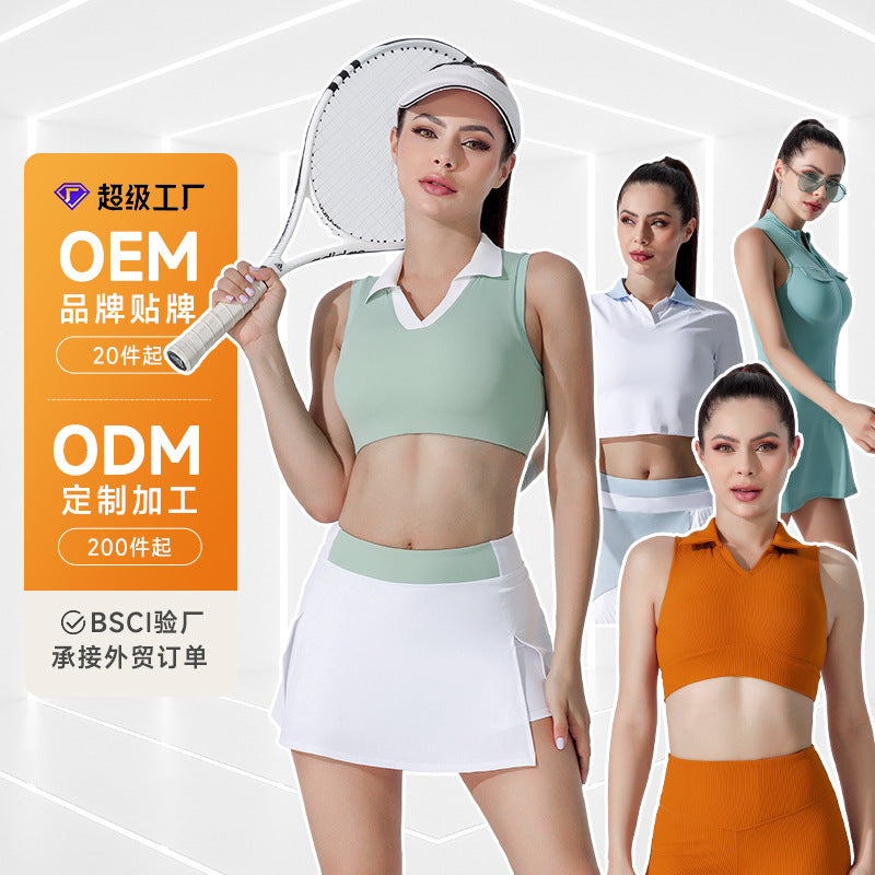 New arrival slit sports skirt slimming look to cover the crotch fashion tape tennis skirt silm sports skirt badminton skirt