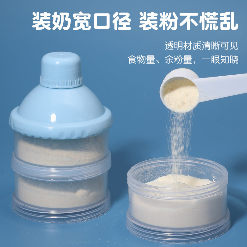 Infant simple milk powder grid has three layers and four layers, independent layered milk powder grid, children's portable rotating milk powder box