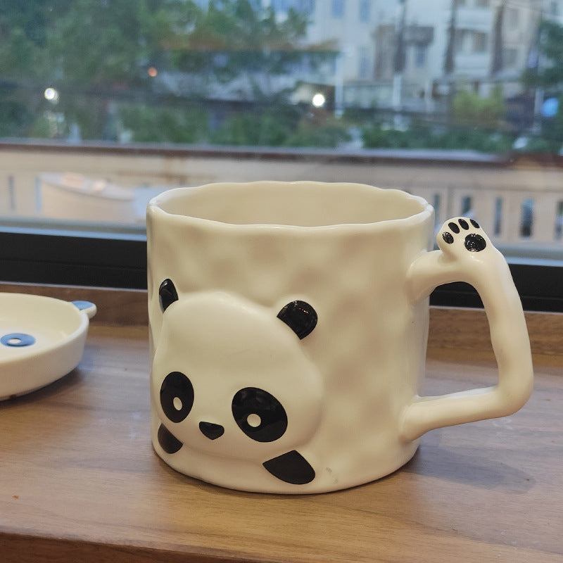 Cute and creative animal panda cartoon ceramic mug - large capacity, high-style milk & coffee cup, breakfast mug