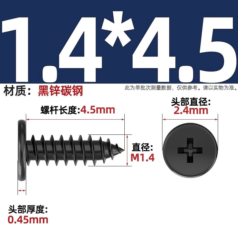 CA Iron Nickel Plated/Black Flat Head Cross Self-Tapping Screw Large Flat Thin Head Flat Head Pointed Tail Wood Self-Tapping Screw