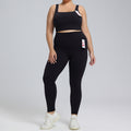 European and american plus size yoga outfit set - premium lycra brushed athletic set for women - running and fitness two-piece set