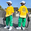 Boys' summer outfit set  new summer short sleeve mid-to-large children's boy's summer style handsome fashionable trendy cool