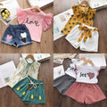 Girls' summer outfit set: korean style, trendy clothes,  new collection, girls' summer short-sleeve two-piece set for kids