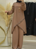 cross-border new arrival: women's two-piece loungewear set - relaxed fit with linear print design