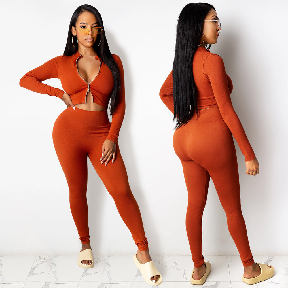 C3815 in stock winter   fashion european and american knitted sexy bodycon casual two-piece women's outfit