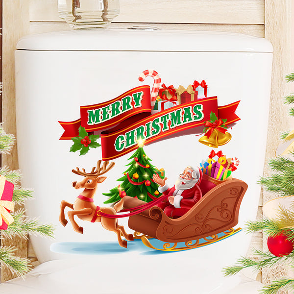 Christmas snowman Santa reindeer blanket fireplace bedroom Christmas holiday decoration toilet sticker wholesale