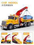 Boys' trailer toy crane - kids' car crane flatbed tow truck - engineering transport rescue vehicle with lights and sounds