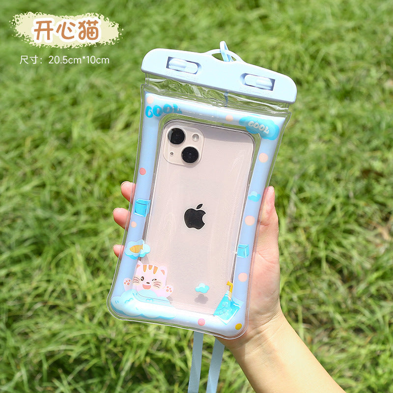 Airbag phone waterproof case - touchscreen compatible for swimming, floating, water parks, water fights, diving - waterproof phone pouch