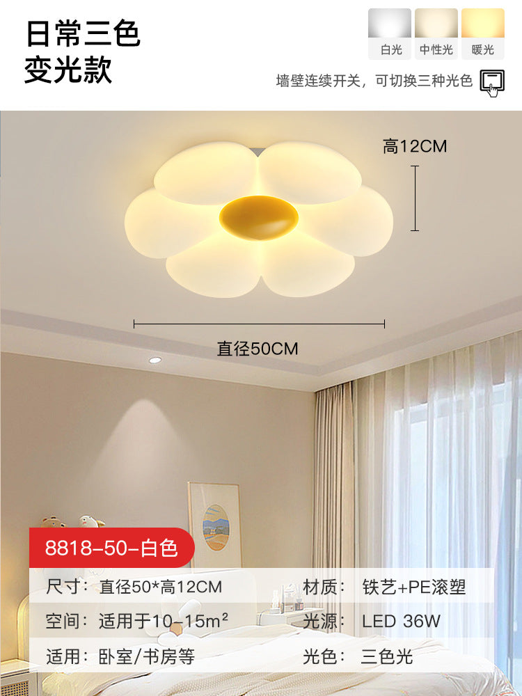 Guangdong Zhongshan Lighting Warm and Romantic Children's Room Bedroom Light Log Cream Wind Flower Master Bedroom Ceiling Light
