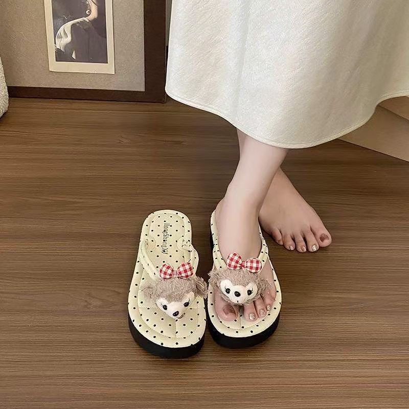 Thick soleoutwear new product cartoon mige mouse flip-flops women's summernew arrivalcute heightening flip-flops beach sandals