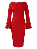 D3258 independent station export women's clothing  winter new arrival fashion solid color bodycon flared sleeve ol african dress