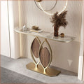 Italian slate creative entrance table, light luxury entrance table, normcore style grids entrance cabinet, wall-mounted semicircular end scene table