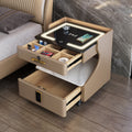 Italian smart bedside table minimalist modern leather bedroom wireless charging popular minimalist storage cabinet high-end rock slab