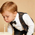 Stylish boys' suit set: british style gentleman's outfit with vest, plaid suit for children, perfect for first birthday celebrations