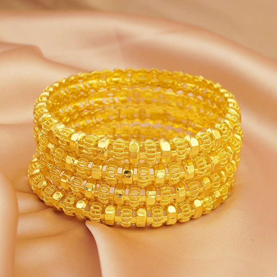 wholesale 24k gold plated bangle dubai wedding indian nigerian women's bridal gold sand bangle jewelry